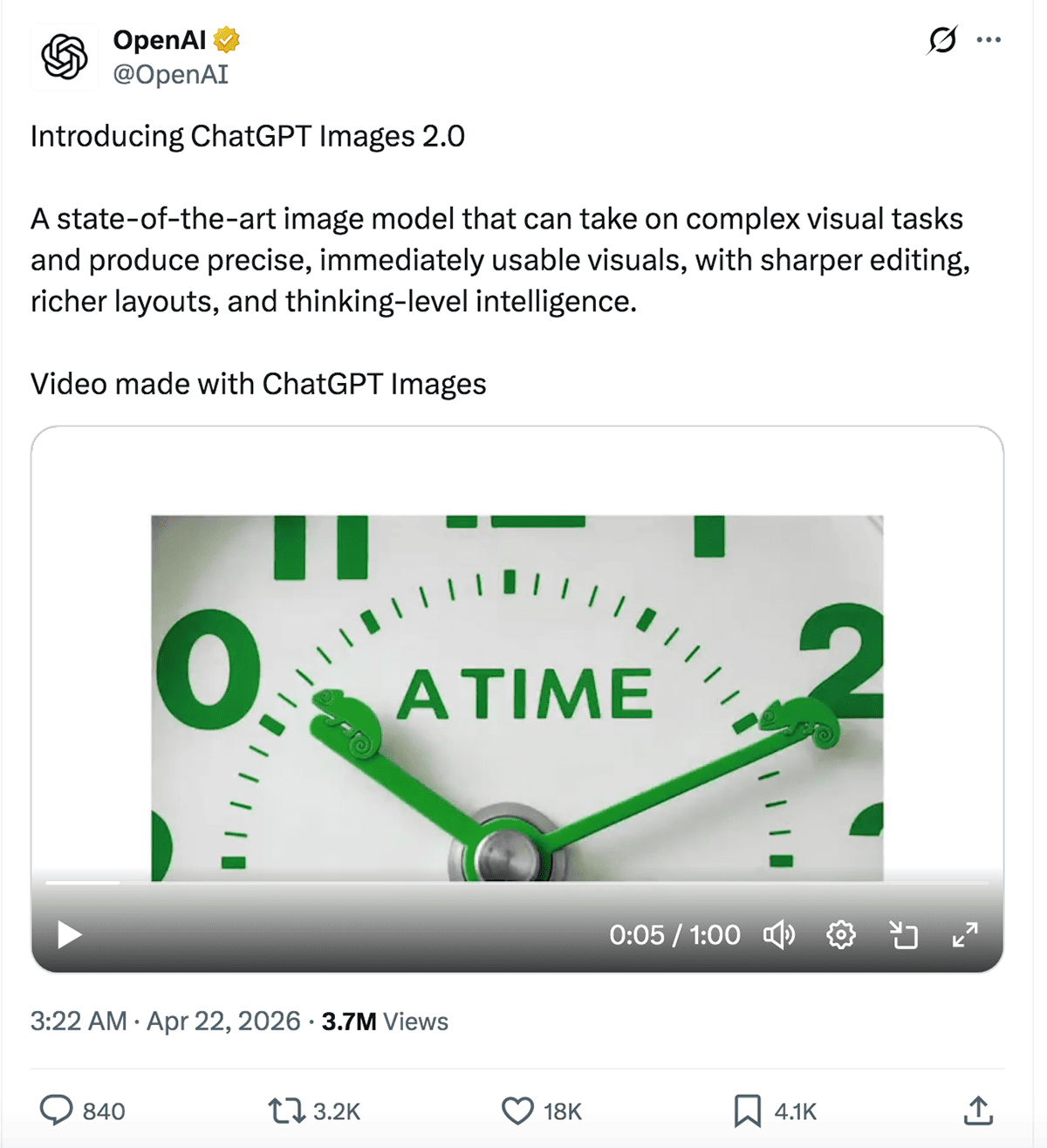📣 OpenAI推出ChatGPT Images 2.0生图模型，具备思考能力、支持图文排版